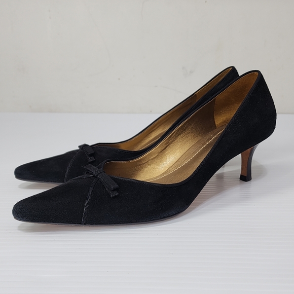 Ann Taylor Suede Leather Mid Heel Pumps - Picture 1 of 9